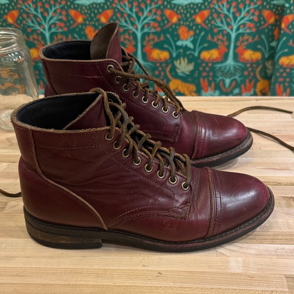 Thursday Boot Company Men\'s Leather Oxblood Lace-Up Cap-Toe Captains Boots 6 main image 6